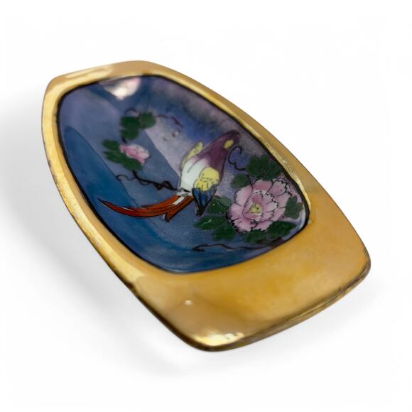 Vintage Hand-Painted Japanese Porcelain Trinket Dish – Gilded Edge & Bird Motif - Picture 4 of 9